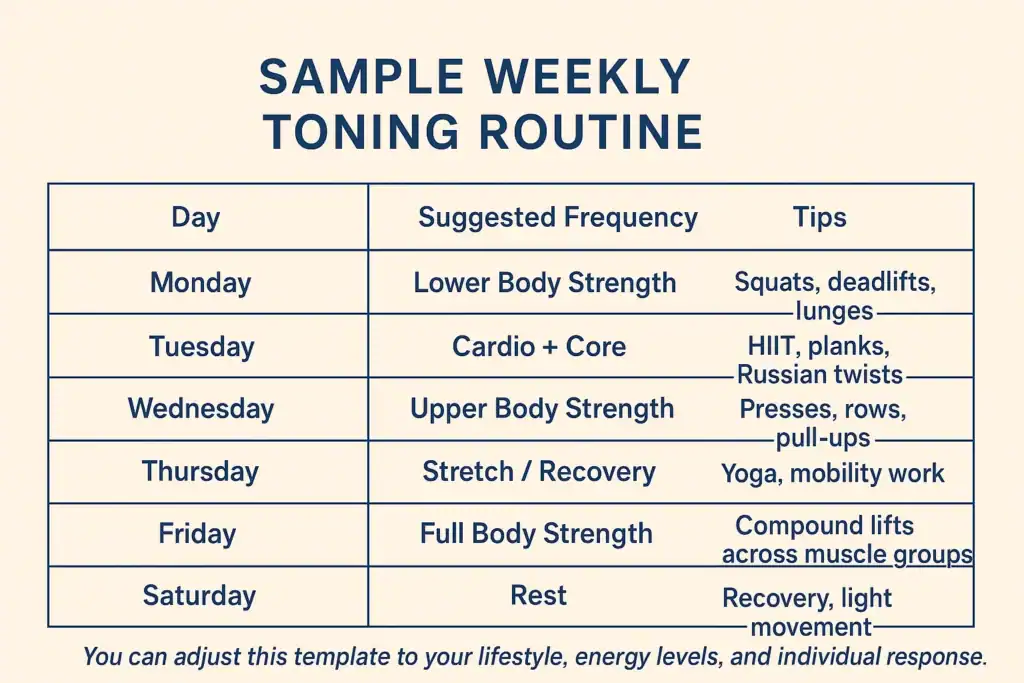 Achieving the Perfect Tone: How Often Should You Exercise for Results? 4 Weekly exercise Coventry plan graphic