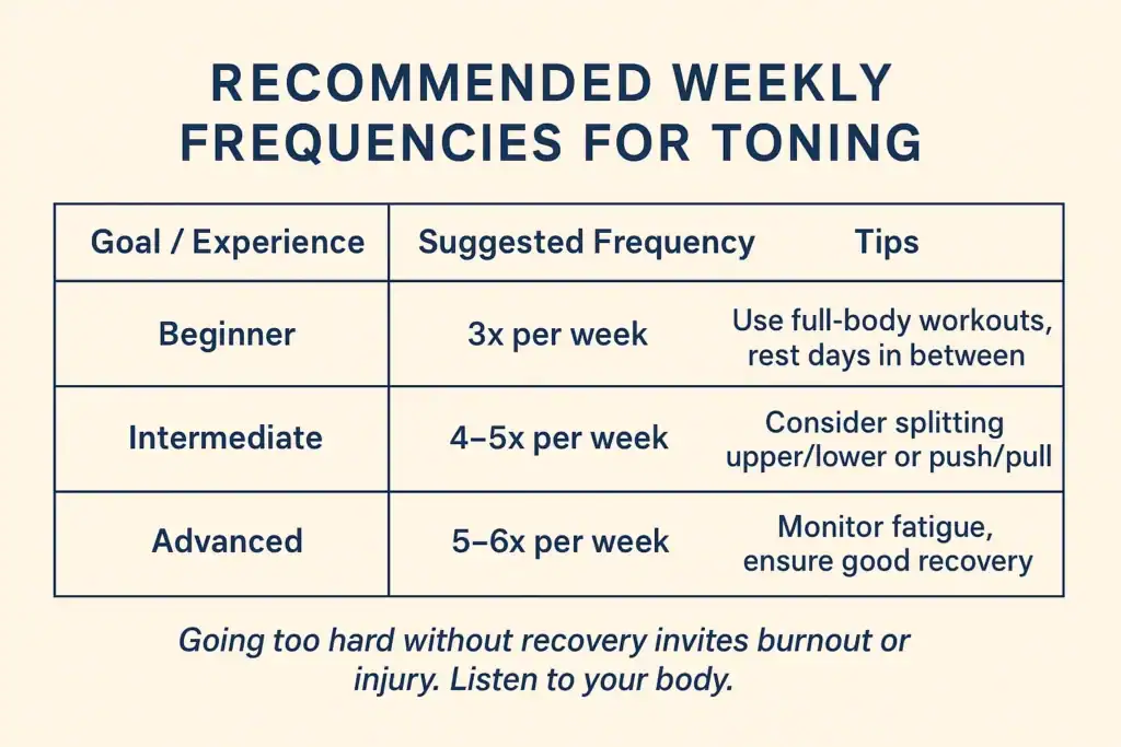 Achieving the Perfect Tone: How Often Should You Exercise for Results? 2 Graphic to show how often you should do exercise to help with toning Coventry